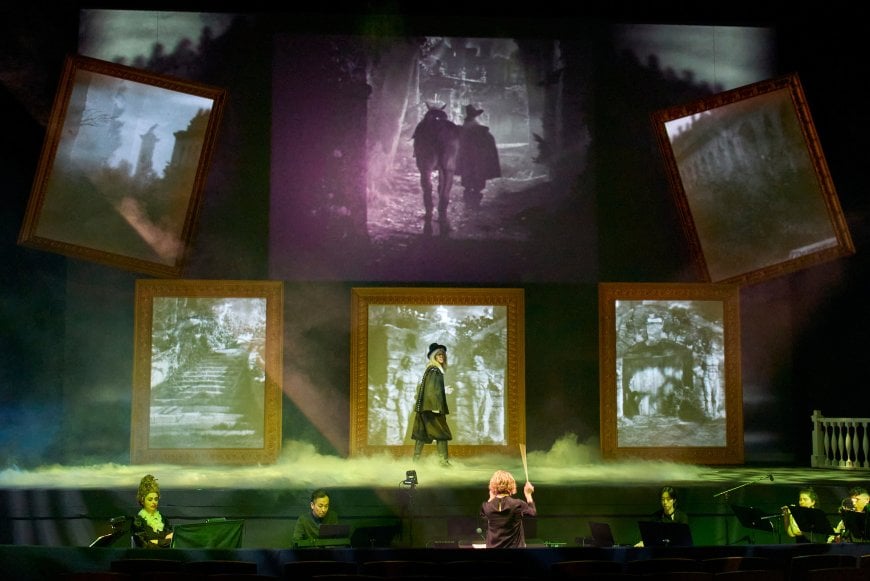 Opera Parallèle’s La Belle et la Bête, fusing Jean Cocteau’s 1946 film with a score by Philip Glass, in Zellerbach Hall.
