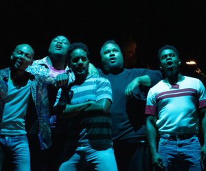Left to right: Cedric Berry, Bernard Holcomb, Orson Van Gay, Ashley Faatoalia, William Powell III in The Central Park Five | Credit: JJ Geiger