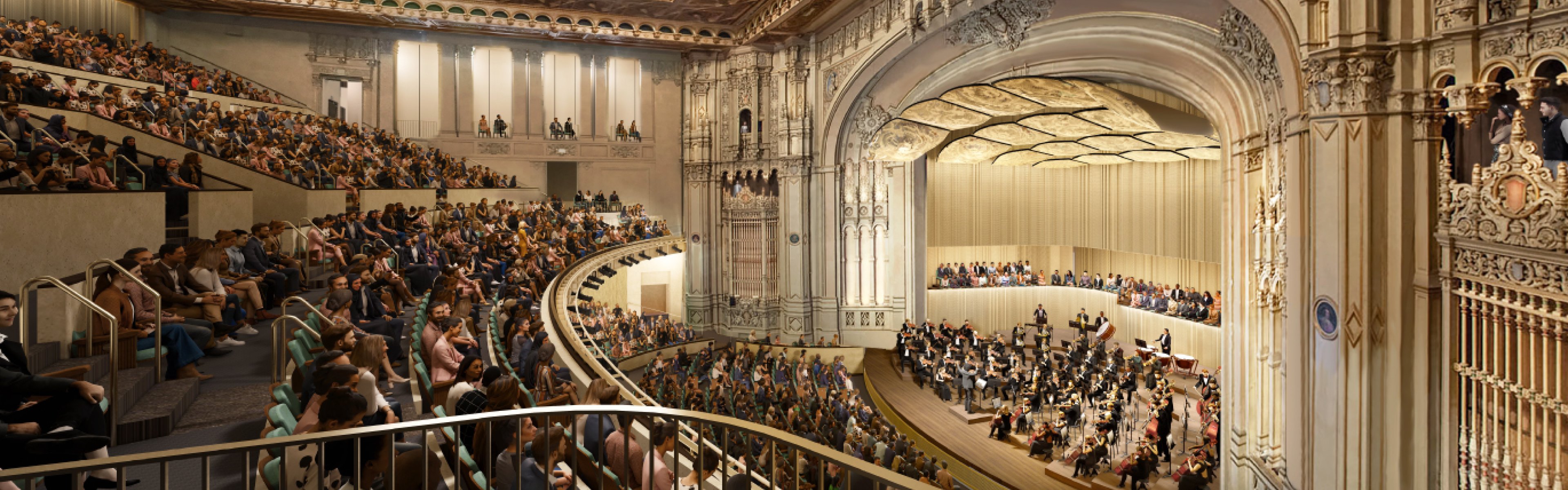 Rendering of the renovated Copley Symphony Hall