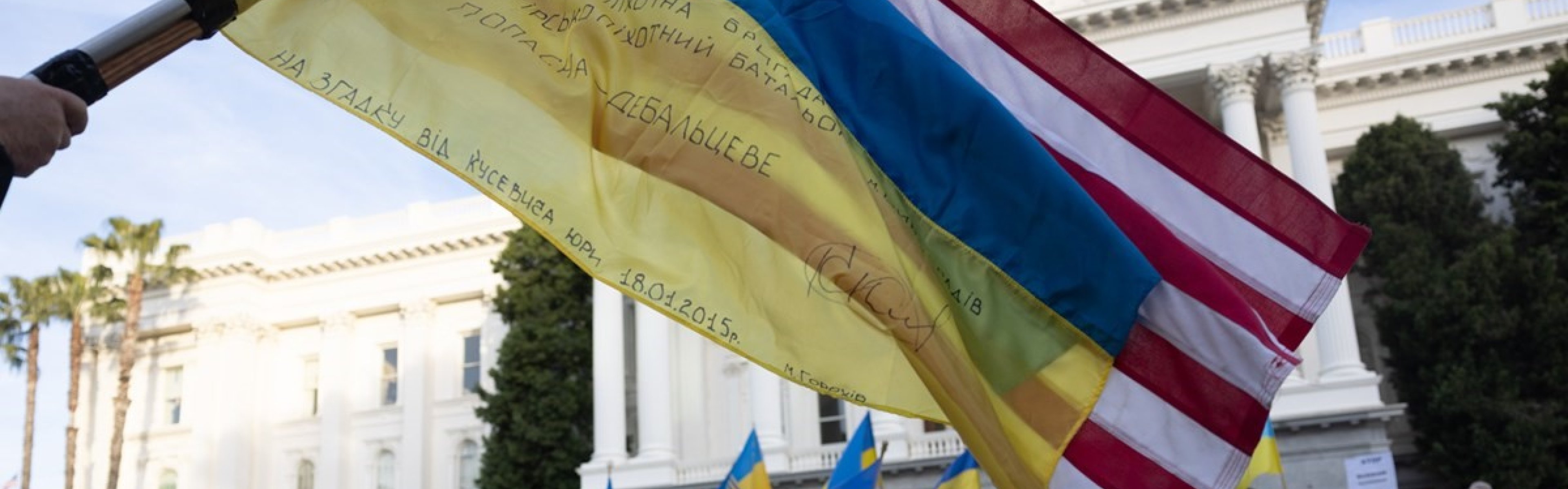 A Ukraine peace rally at the California State Capitol in Sacramento
