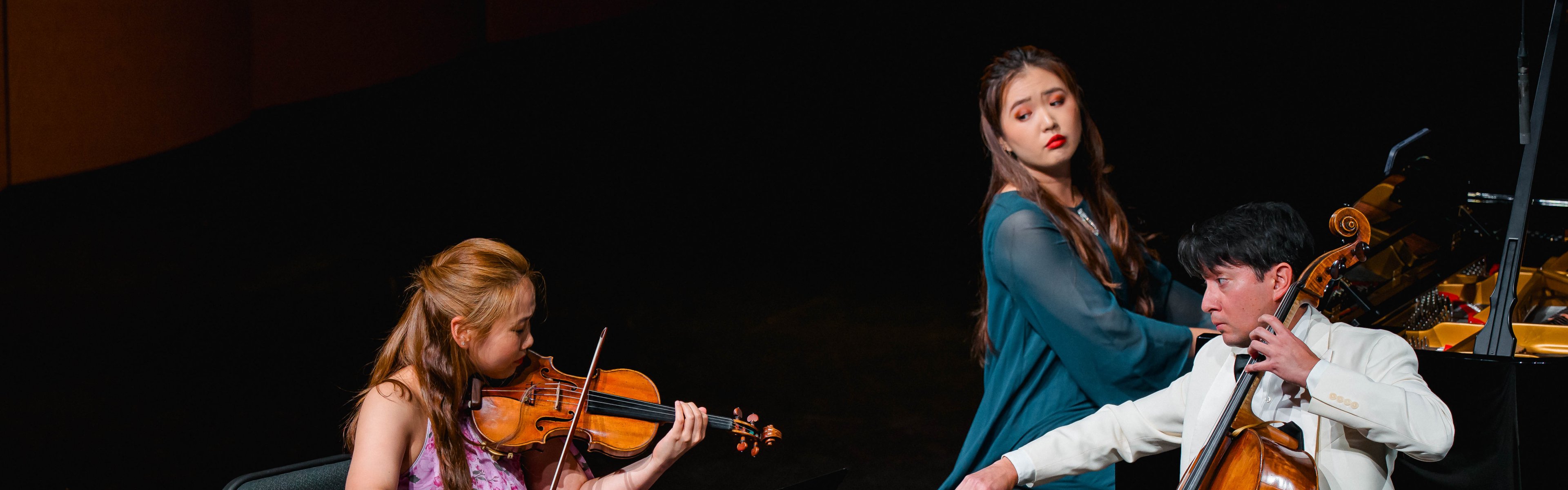Pianist Chelsea Wang, violinist Stella Chen, and cellist David Requiro | Credit: Harrison Truong