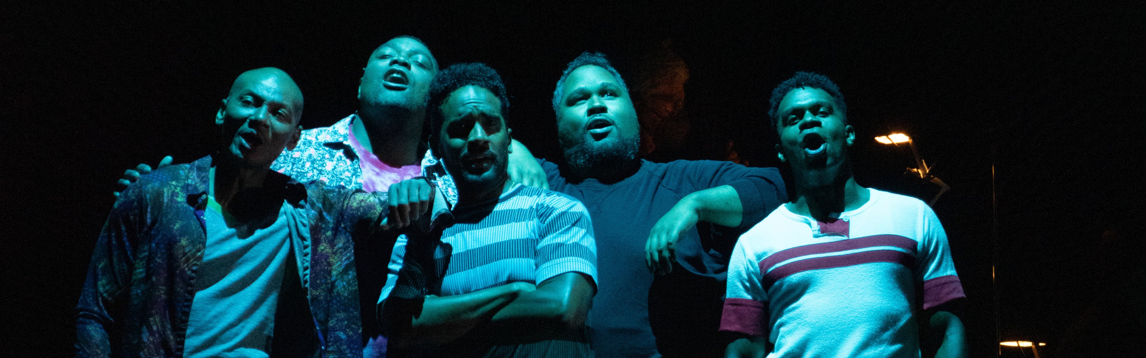 Left to right: Cedric Berry, Bernard Holcomb, Orson Van Gay, Ashley Faatoalia, William Powell III in The Central Park Five | Credit: JJ Geiger