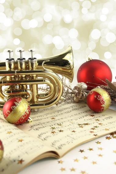 photo of trumpet and ornaments