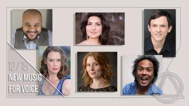 image: vocalists performing in New Music for Voice, streaming December 18, 2021 from the Center for New Music