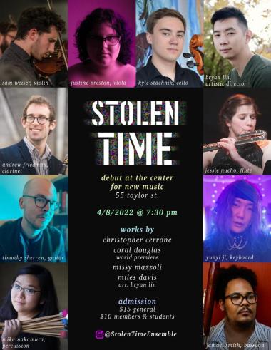 stolen time debut concert poster with musician photos