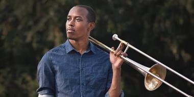 Man holding trombone