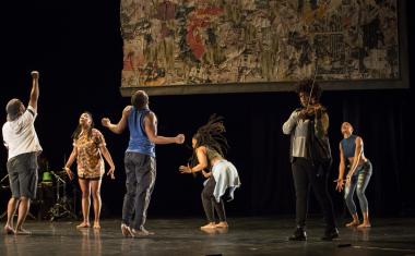 Camille A. Brown & Dancers perform ink, December 14–16, 2022, at Zellerbach Playhouse (credit: Marina Levitskaya)