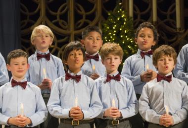 Ragazzi Boys Chorus will lift their voices with festive songs of the holiday season with the concert "Magnificent Wonders" December 3, 2022 at First United Methodist Church in Palo Alto and December 11, 2022 at Old First Church in San Francisco. Seen here is Ragazzi Boys Chorus in a previous holiday concert.