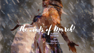 Opera Singer and pianist. Watercolor image with the event info in elaborate type.