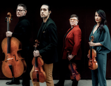 Catalyst Quartet poses with their instruments
