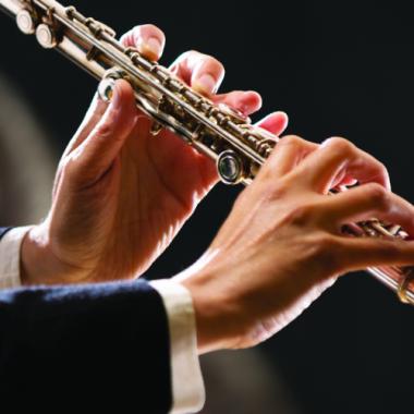 Close-up of flute in an orchestra