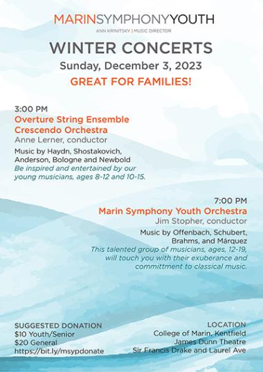 poster for marin symphony youth winter concert