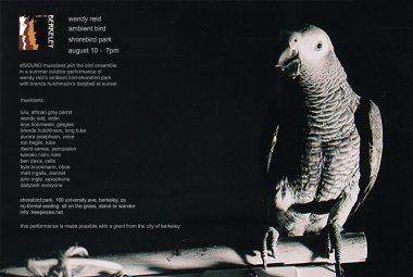 Wendy Reid's Ambient Bird-Shorebird Park with sfSOUND and the bird ensemble 8/10-7pm