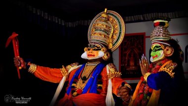 Two dancer/actors performing Subhadra Haranam