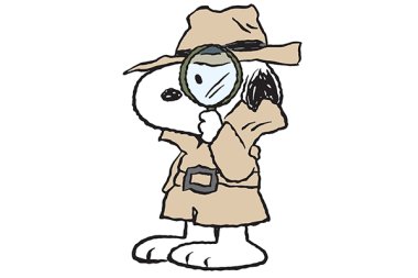 Snoopy with a magnifying glass