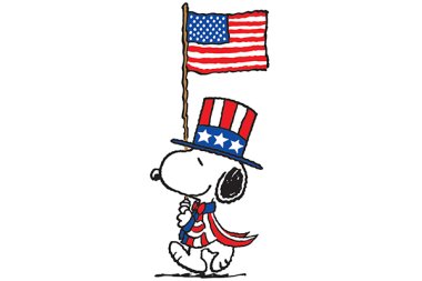 Snoopy holding an American flag