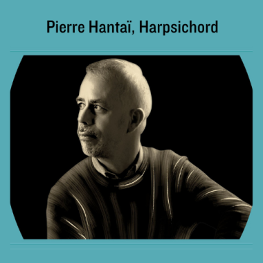 Pierre Hantai, Harpsichord, black and white image of white male wearing sweater 