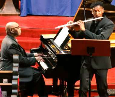 Carl Blake at piano and William Underwood III playing flute