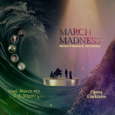 large wave cresting with rocks on the other side, small pictures of the performers inside the wave and information about the event!i