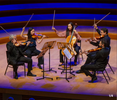 Members of the Los Angeles Philharmonic playing chamber music at Walt Disney Concert Hall