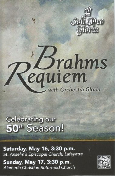 View of seashore and words Brahms Requiem
