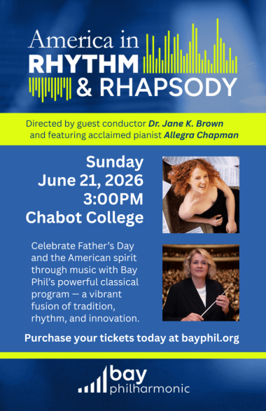 Bay Philharmonic, America in Rhythm and Rhapsody.  June 21, 2026, 3:00 p.m.