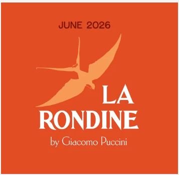 Poster for La Rondine at Mercury Theater, featuring a swallow and vines.