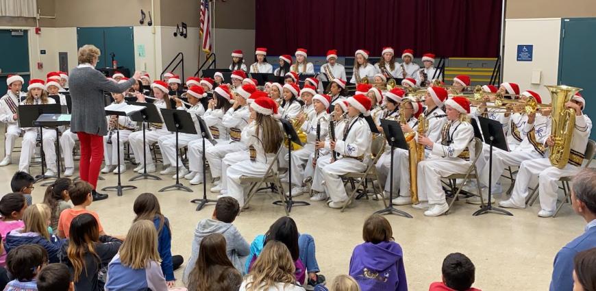 Tyra Cable and the Lincoln Middle School concert band