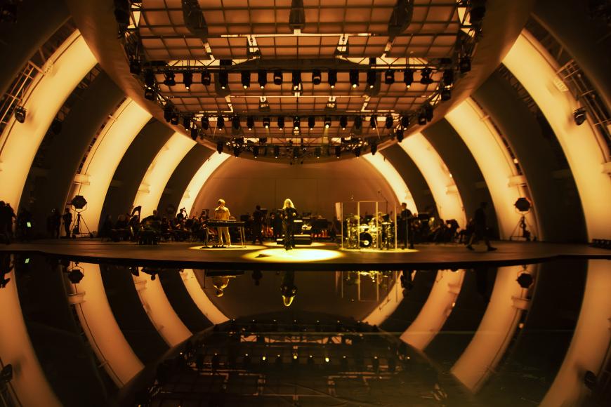 A shot from Billie Eilish’s concert film with the LA Phil, Happier Than Ever: A Love Letter to Los Angeles