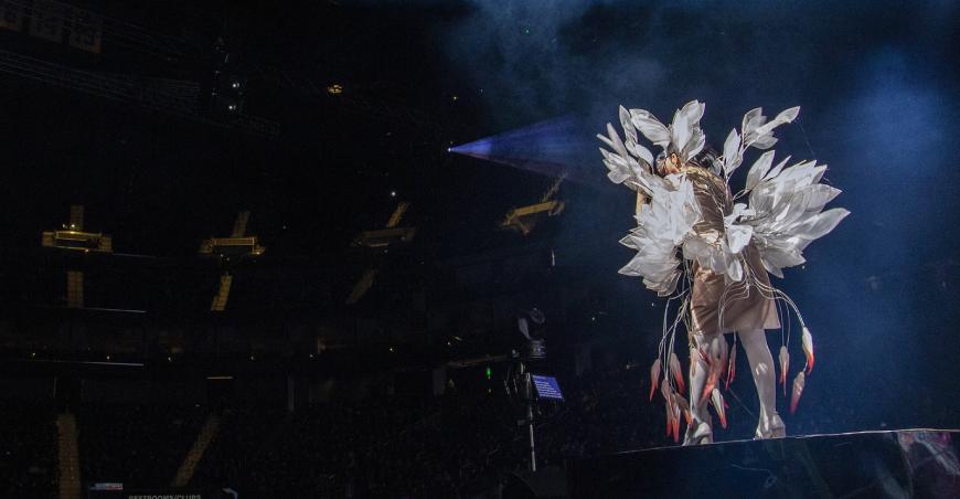 Björk on stage at the Chase Center