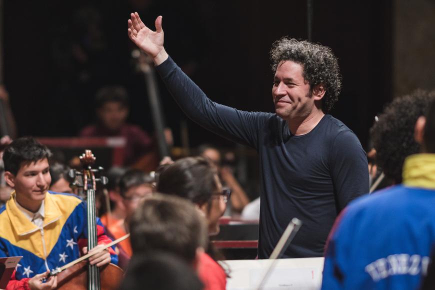 Gustavo Dudamel with El Sistema musicians