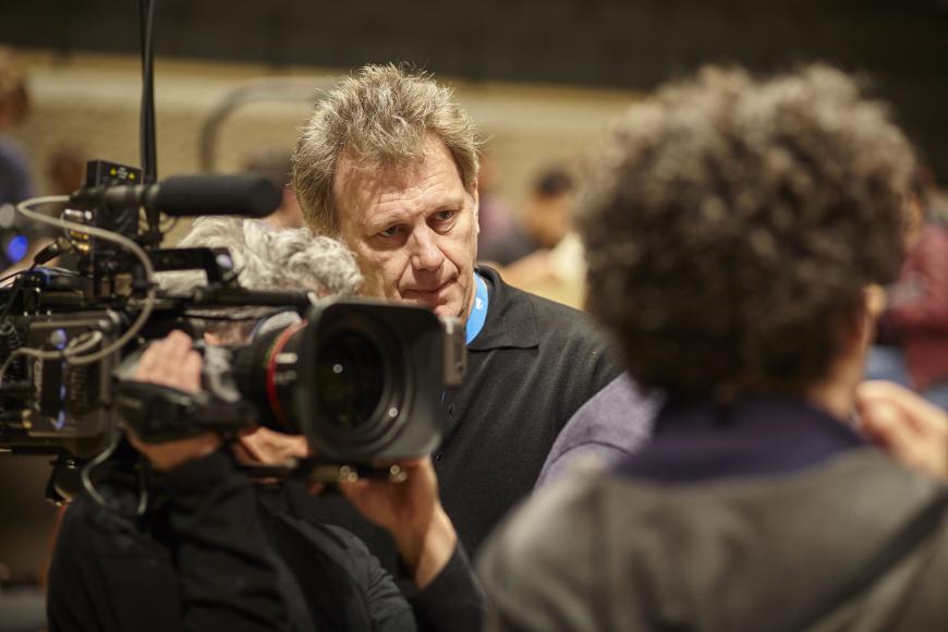 Director Theodore Braun behind the camera