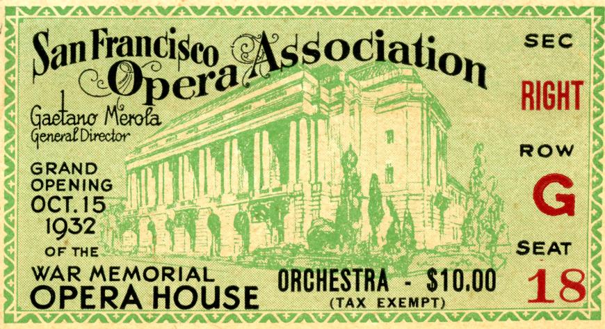 Ticket for the 1932 grand opening