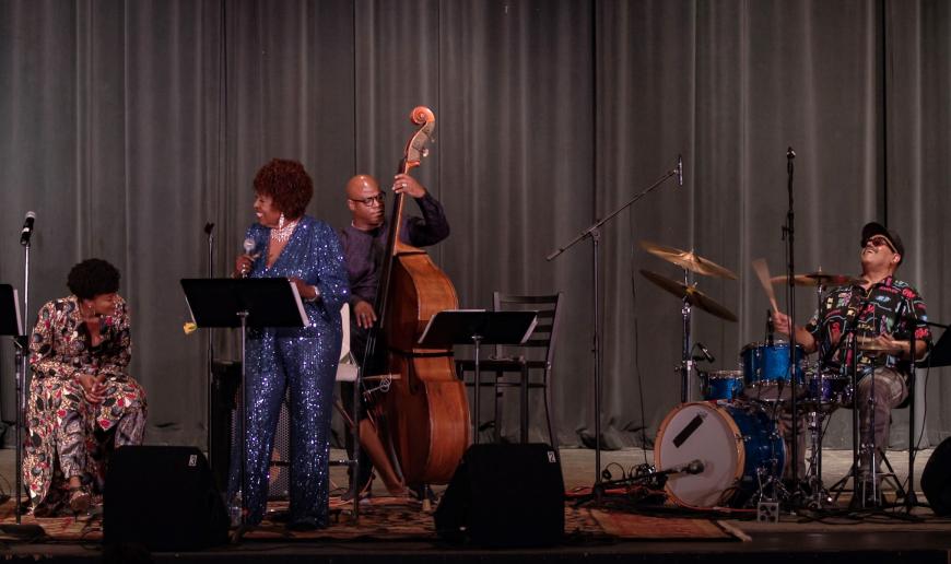 RyanNicole, Faye Carol, bassist Tarus Mateen, and drummer Dennis Chambers