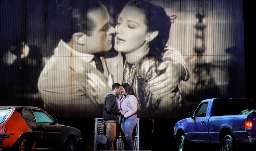 Arturo Chacón-Cruz as Edgardo and Amanda Woodbury as Lucia
