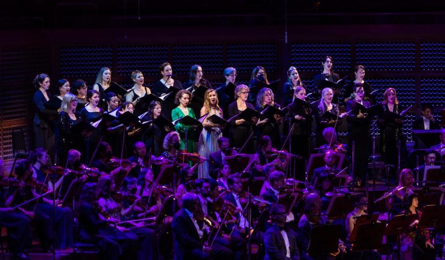 Sopranos Anne-Marie MacIntosh and Elisa Sunshine and the SF Symphony Chorus