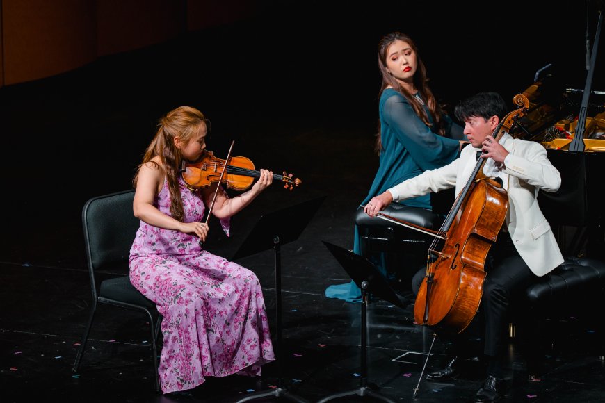 Pianist Chelsea Wang, violinist Stella Chen, and cellist David Requiro | Credit: Harrison Truong