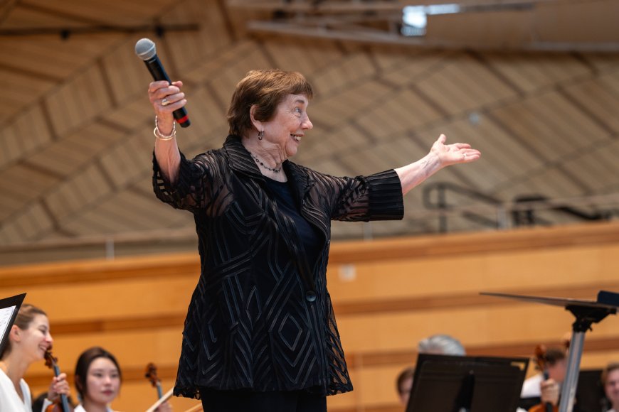 Composer Joan Tower takes a bow after the premiere of Love Returns | Credit: Blake Nelson