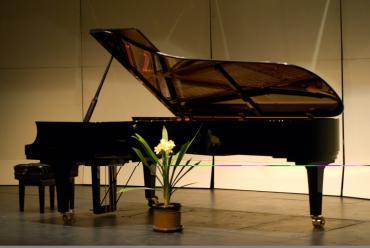 Our magnificent Yamaha CFX Concert Grand Piano on which our artists from around the world perform