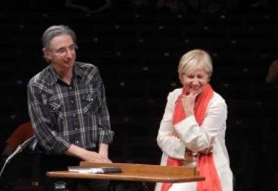 Mahler's granddaughter, Marina Mahler, addresses the SF Symphony with MTT