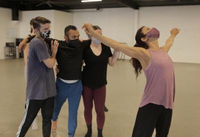 Choreographer Maria Basile rehearses BLUSH with sjDANCEco.