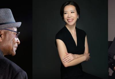 portraits of Karlton Hester, Hwayoung Shon, and Miseon Jeong