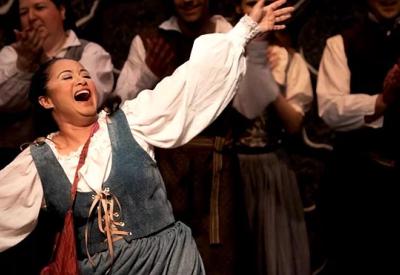 Woman in costume singing