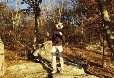 Christopher Luna-Mega making field recordings