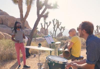 Kennedy Verrett, Danny Frankel, and Kyle Hanson prepare SoundCheckEarth