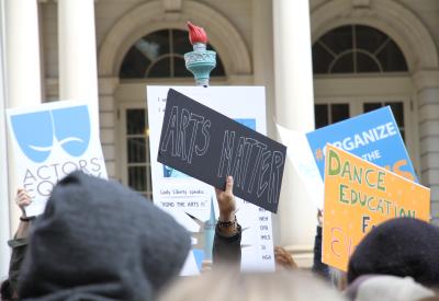 Protesters react