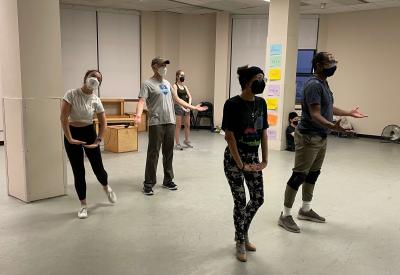 Dancers rehearse