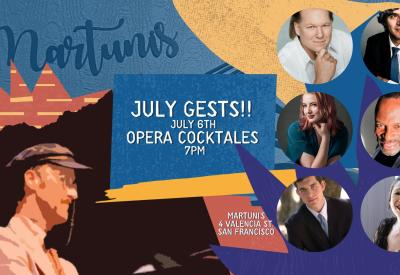 Colorful shapes/objects with photos of the performers and the dates!