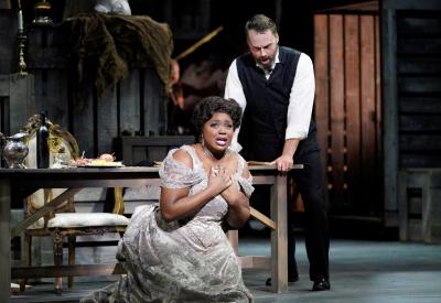 Angel Blue as Tosca and Ryan McKinny as Scarpia