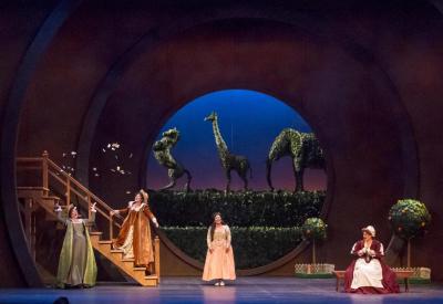 Opera San José presents Verdi’s hilarious and beloved comedic masterpiece "Falstaff," February 11–26, 2023 at the California Theatre in San Jose.  Seen here: OSJ's 2013 production of "Falstaff." Photo Credit: Bob Shomler